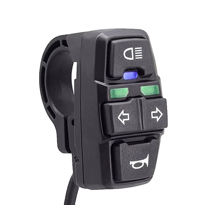 Set 3 in 1 pentru motocicleta: far, semnalizare, claxon, negru, diametru ghidon 22.2mm