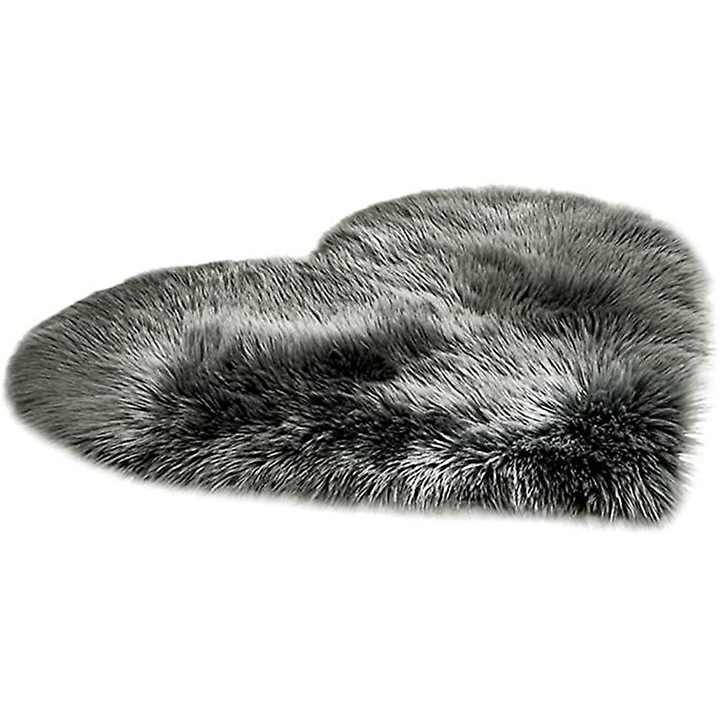 Мек килим, форма сърце, черен, 80x150см