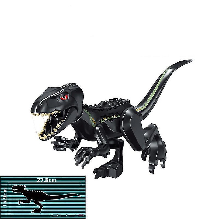 Set de constructie dinozauri, model indoraptor, pentru copii, plastic, negru