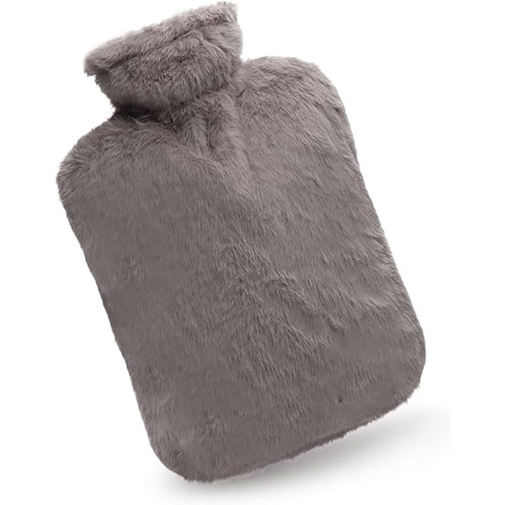 Бутилка за топла вода 2л, за болки във врата и раменете, топъл и студен компрес, сив