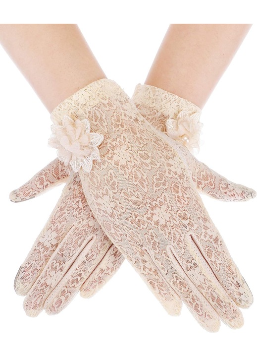 Manusi Elegante Scurte din Dantela Florala Lady Lace Manusi de Vara