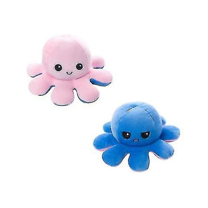 Papusa de plus octopus reversibila, 20x20x10cm, multicolor, set 1 bucata