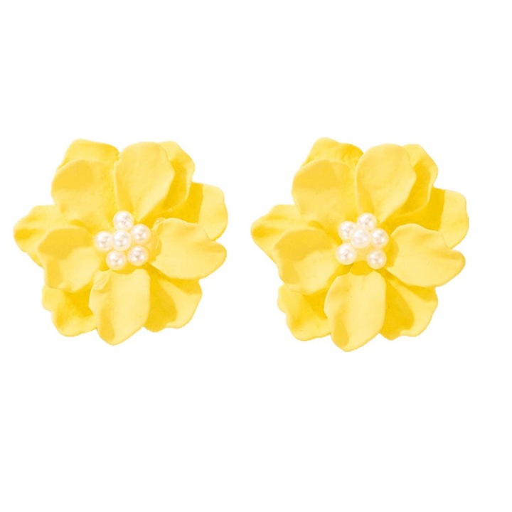 Cercei in forma de floare, 2.5cm, galben