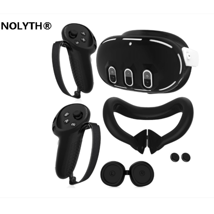Set accesorii VR, design unibody, silicon, compatibile cu Meta Quest 3, Negru