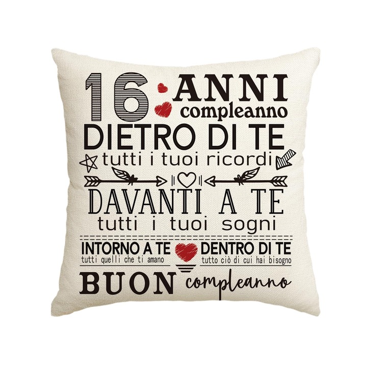 Fata de perna decorativa Artoid Mode pentru a 16-a aniversare 45x45 cm