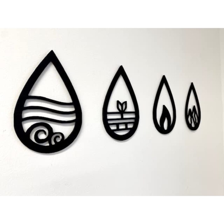 4 elemes faldekorációs szett 82x20 cm 4 fa elem, fekete