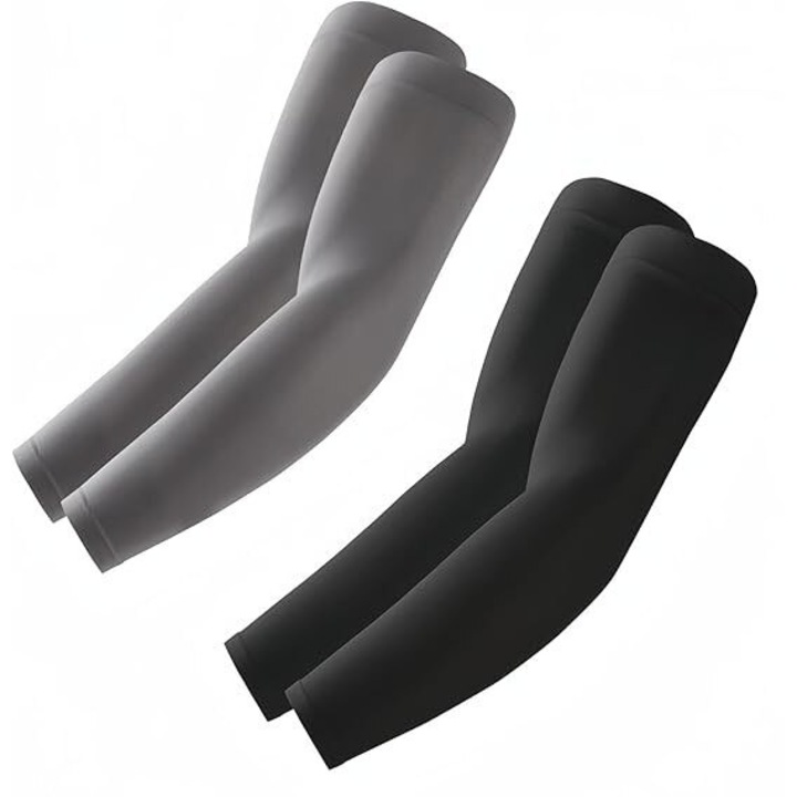 Set de 2 perechi de mansete de protectie UV, racoritoare, respirabile, marime universala, gri/negru
