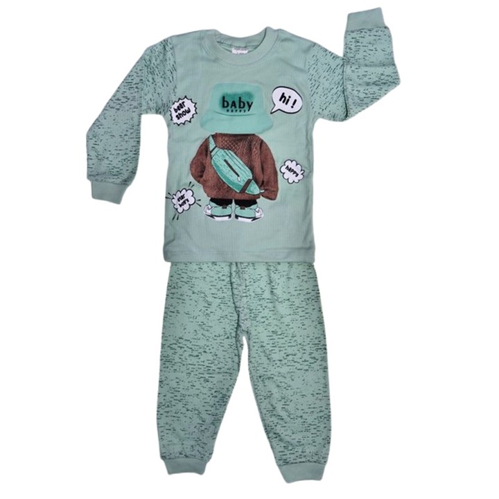 Kétrészes fiú pizsama, Mini Junior 30016V, Zöld 122509