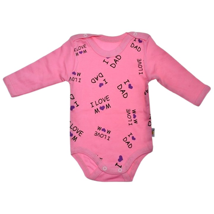Body cu maneca lunga, pentru fete, Mini Junior 1118R, Roz 122551