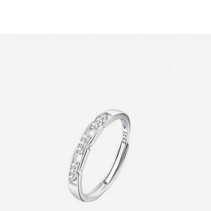 Inel din argint S925, moissanit geometric, dimensiune reglabila, argintiu, latime 3mm