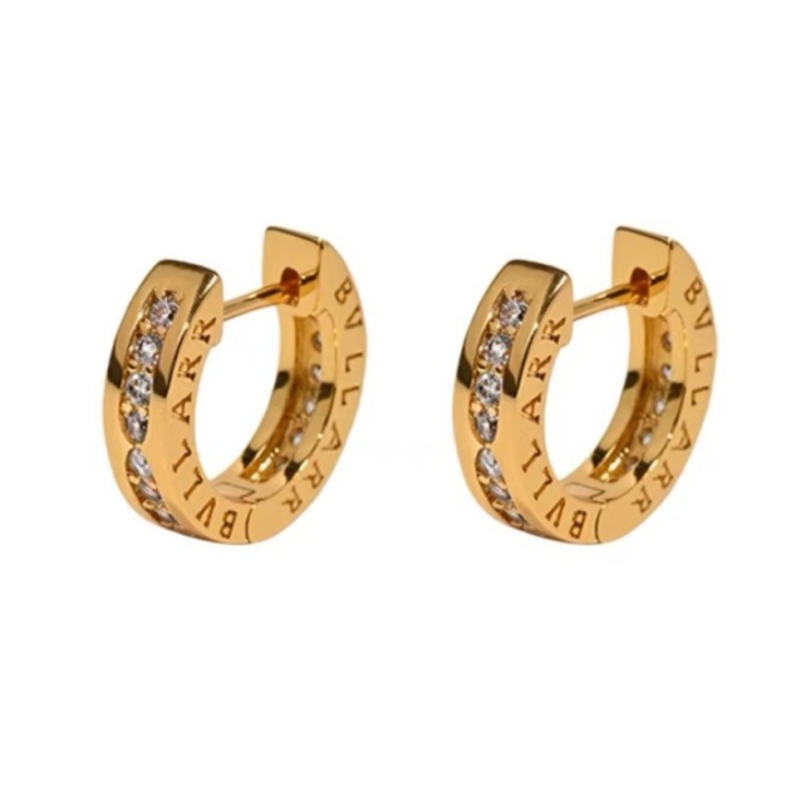 Cercei pentru femei CK, argint s925, moissanite, auriu, 17mm