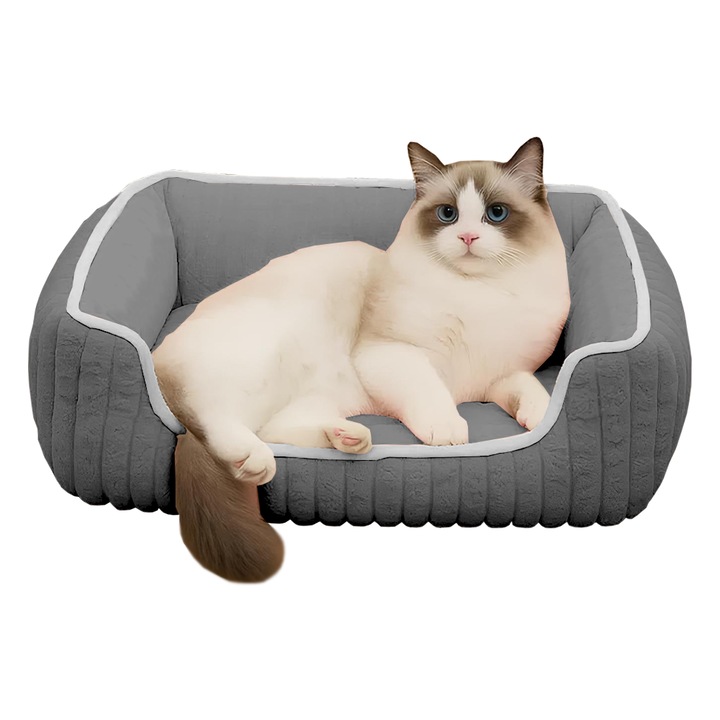 Pat pentru animale Teno, dreptunghiular, moale, gri, mărimea M