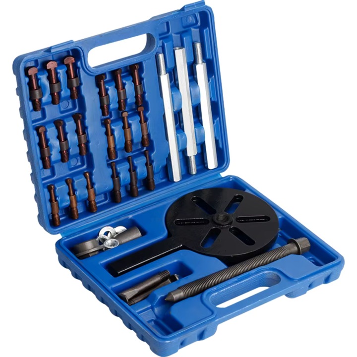 Set de compresie cu extractor de rulmenti interni, montare si demontare, cu cutie proprie, instrumente functionale pentru demontarea rulmentilor, tipice