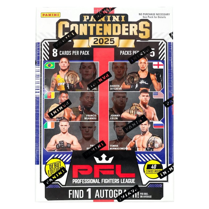 2025 Panini Contenders Professional Fighters League PFL Blaster Box (40db Professional Harcos Kártya, benne Garantált 1db aláírt kártya!!)