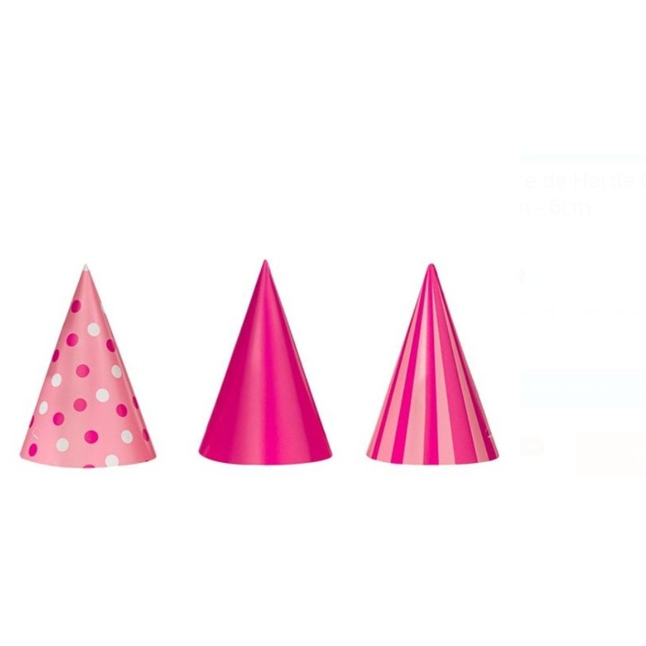Palării de Petrecere Zanox, Roz Fucsia cu Buline și Dungi, Set 6 buc, 16x6cm