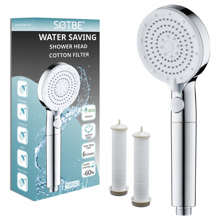 Dus eco SOTBE LARK TIRSO, 5 functii, crom, set cu 2 filtre