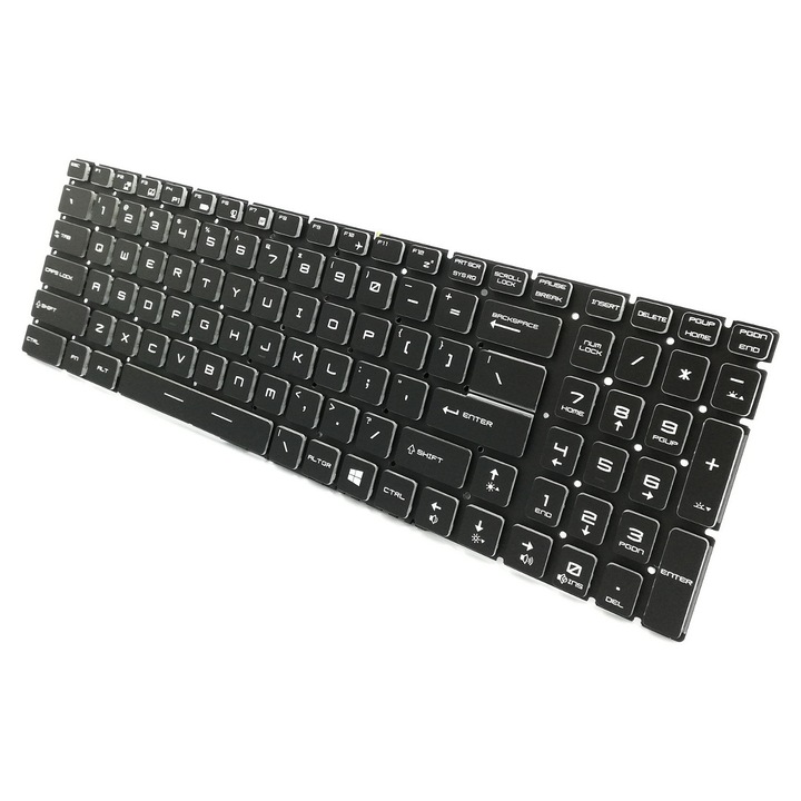 Világító billentyűzet MSI GE62 GL62 GE72 GP62 WS60 PE60 GV62 GE65 GE75 CX62 CX72 LEOPARD laptopokhoz, QWERTY US, fekete