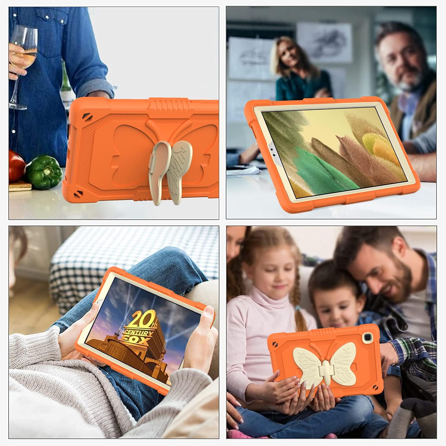 Husa Shockproof Armor pentru Samsung Galaxy Tab A7 Lite(SM-T220/T225), 8.7", Sigloo, stand Fluture, Protectie 360, Orange