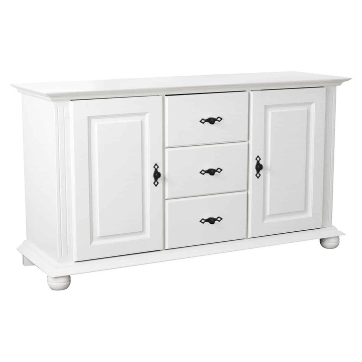 Comodă Mobarta Arlo, Lemn Masiv, 2 uși, 3 sertare, 144x40x87cm