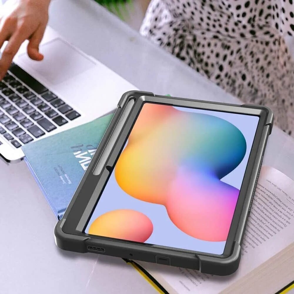 Husa Shockproof Armor Sigloo, pentru Samsung Galaxy Tab A7 (SM-T500/T505/T507), 10.4", cu stand, Dark Black