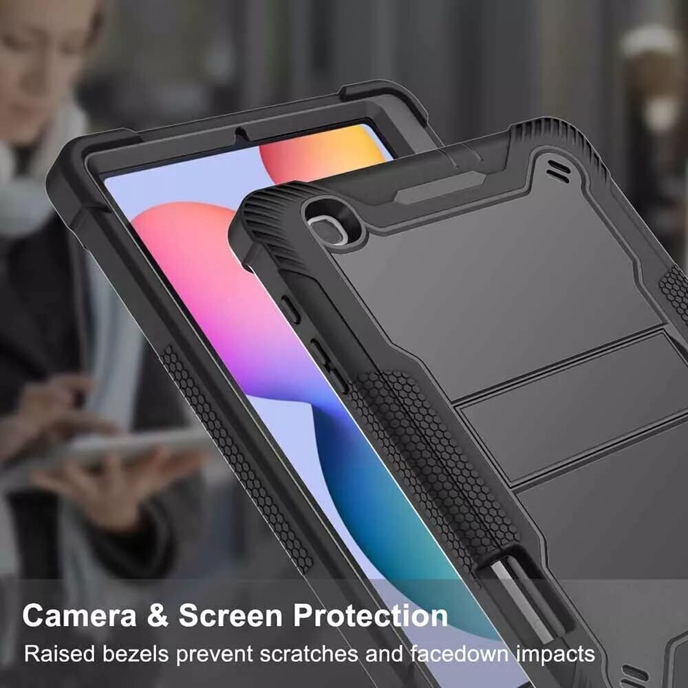 Husa Shockproof Armor Sigloo, pentru Samsung Galaxy Tab A7 (SM-T500/T505/T507), 10.4", cu stand, Dark Black