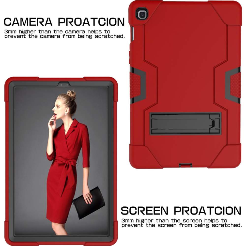 Husa Shockproof Armor pentru Samsung Galaxy Tab A8 (X200/X205), 10.5", Sigloo, stand Built-in, Protectie 360, Rosu