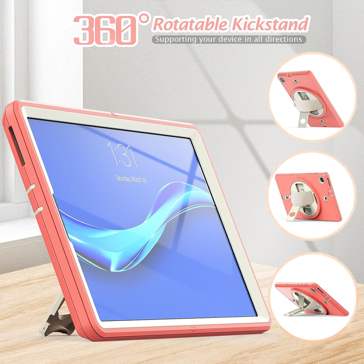 Pachet complet Sigloo 360° pentru Samsung Galaxy Tab A8(X200), 10.5", Upgrade Heavy Duty 3-Layer, Full Coverage Crossbody cu Built- in Stand, Orange