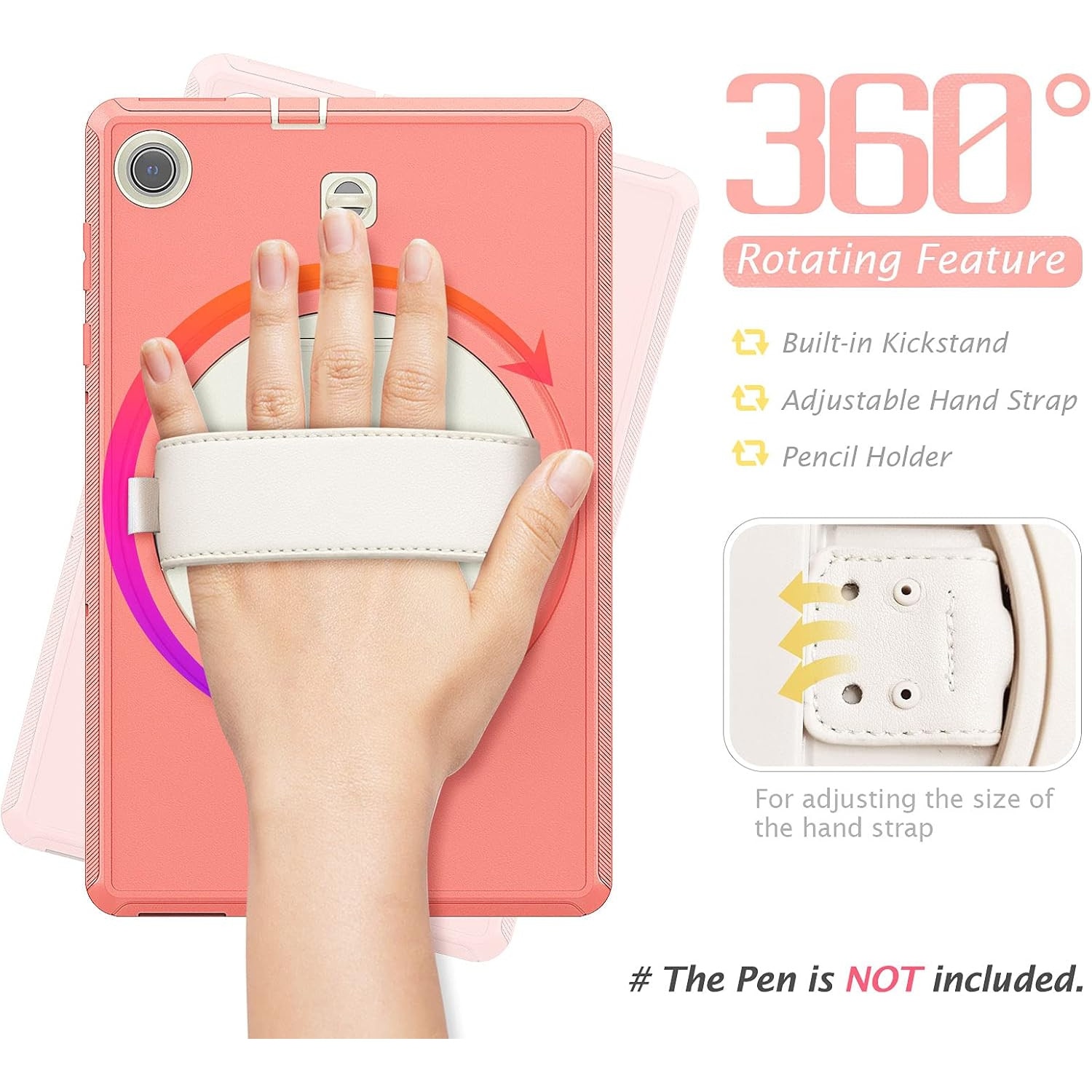 Pachet complet Sigloo 360° pentru Samsung Galaxy Tab A8(X200), 10.5", Upgrade Heavy Duty 3-Layer, Full Coverage Crossbody cu Built- in Stand, Orange
