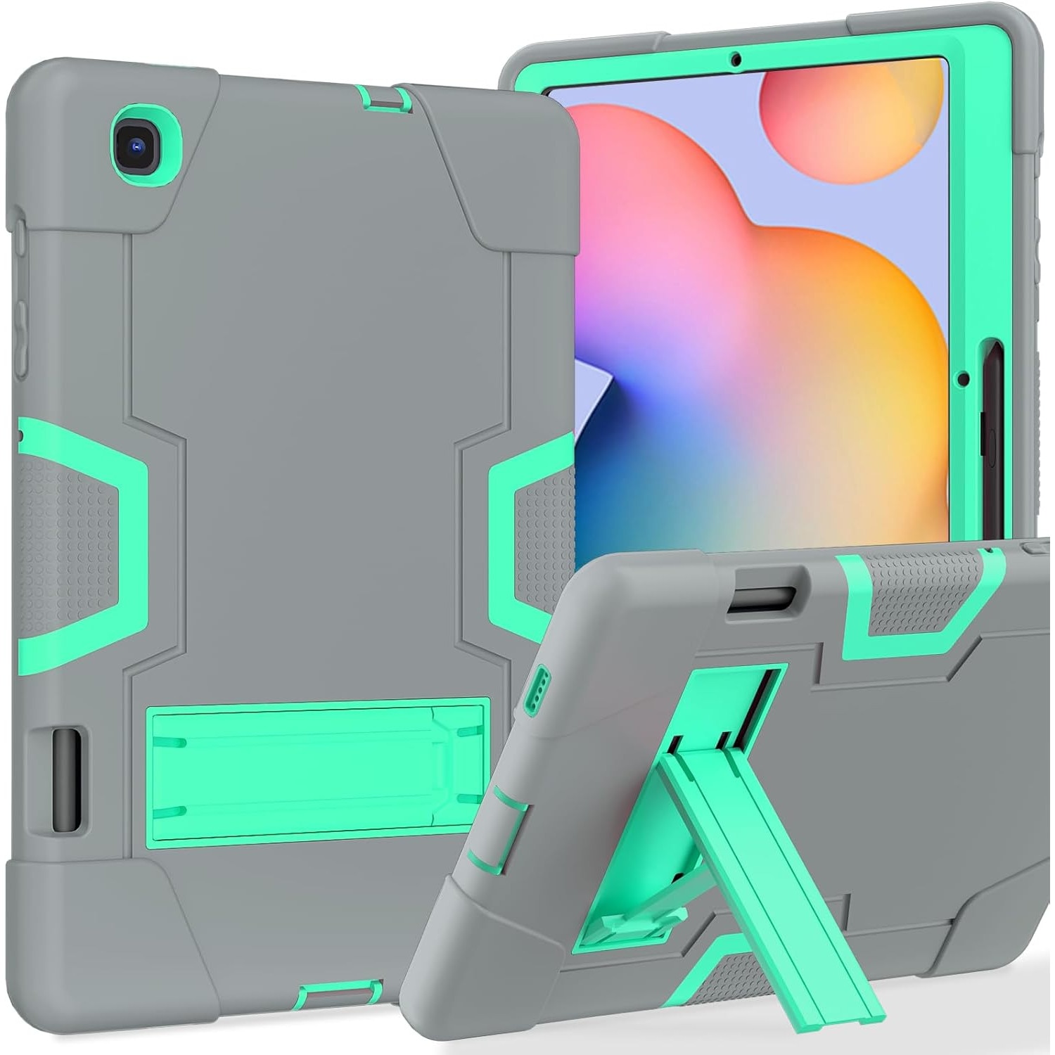 Husa Shockproof Armor pentru Samsung Galaxy Tab A8 (X200/X205), 10.5", Sigloo, stand Built-in, Protectie 360, Gri