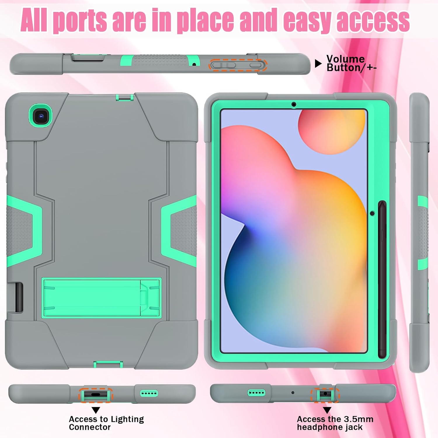 Husa Shockproof Armor pentru Samsung Galaxy Tab A8 (X200/X205), 10.5", Sigloo, stand Built-in, Protectie 360, Gri