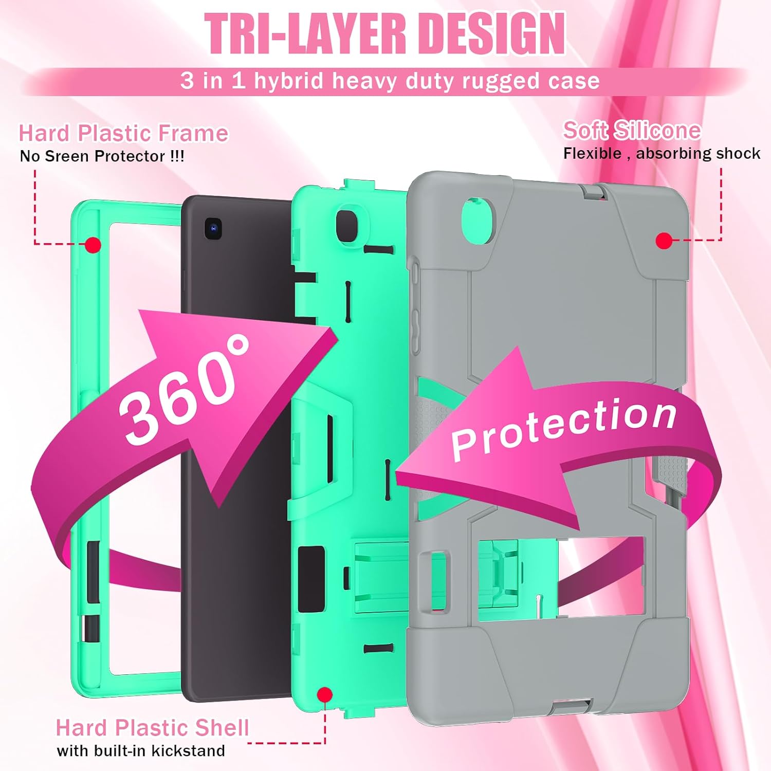 Husa Shockproof Armor pentru Samsung Galaxy Tab A8 (X200/X205), 10.5", Sigloo, stand Built-in, Protectie 360, Gri