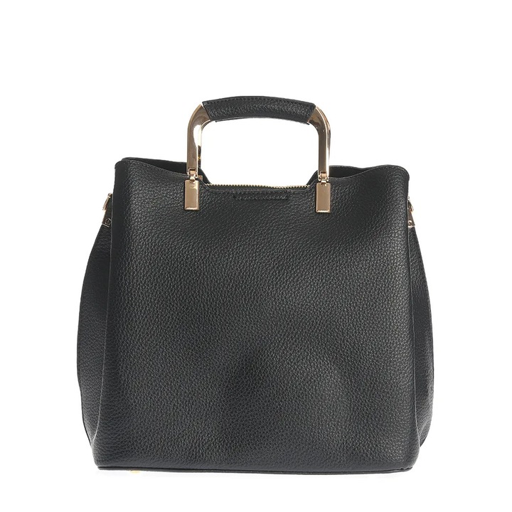 Geanta neagra de umar Meli Melo, detalii aurii, negru, 12.5x27x24.5cm