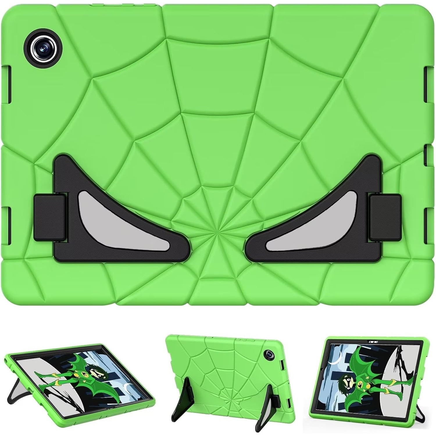 Husa Shockproof Armor pentru Samsung Galaxy Tab A8 (X200/X205), 10.5", Sigloo, stand Built-in, Protectie 360, Verde Spider