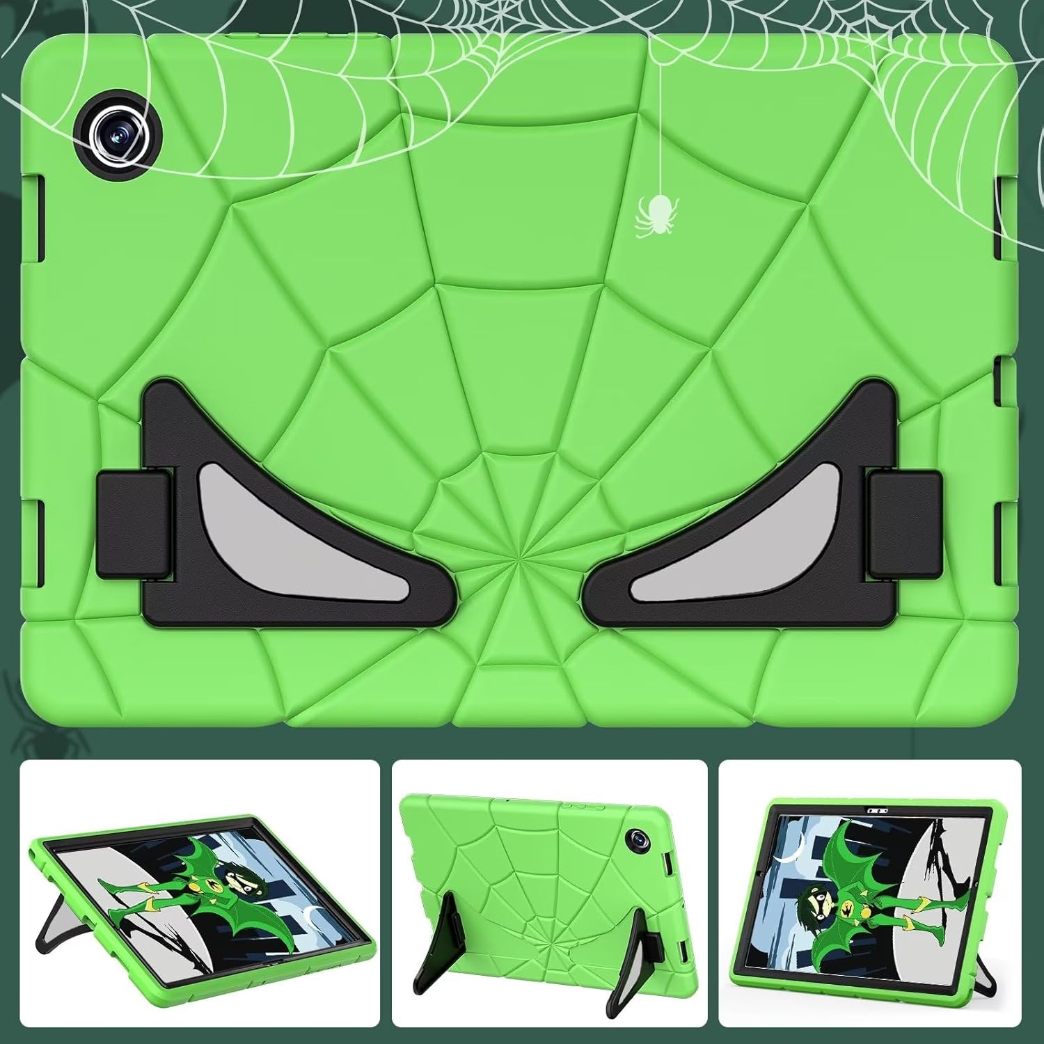 Husa Shockproof Armor pentru Samsung Galaxy Tab A8 (X200/X205), 10.5", Sigloo, stand Built-in, Protectie 360, Verde Spider