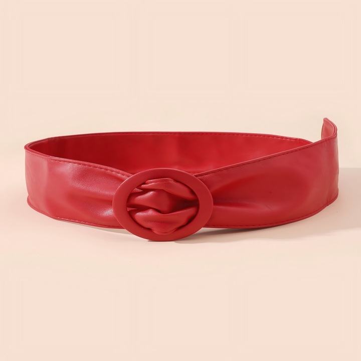Curea dama lata, lungime 113cm, latime 5 - 9CM, Rosu