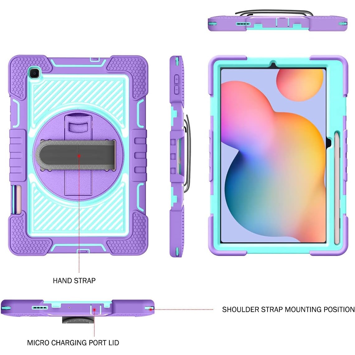 Husa Shockproof Armor pentru Samsung Galaxy Tab A8 (X200/X205), 10.5", Sigloo, stand Built-in, Protectie 360, Mov