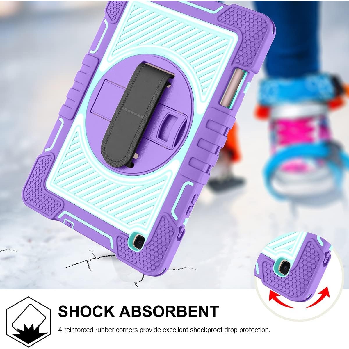 Husa Shockproof Armor pentru Samsung Galaxy Tab A8 (X200/X205), 10.5", Sigloo, stand Built-in, Protectie 360, Mov