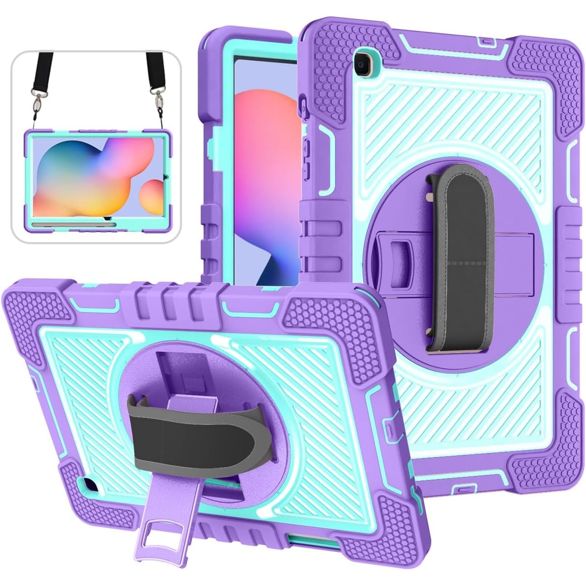 Husa Shockproof Armor pentru Samsung Galaxy Tab A8 (X200/X205), 10.5", Sigloo, stand Built-in, Protectie 360, Mov