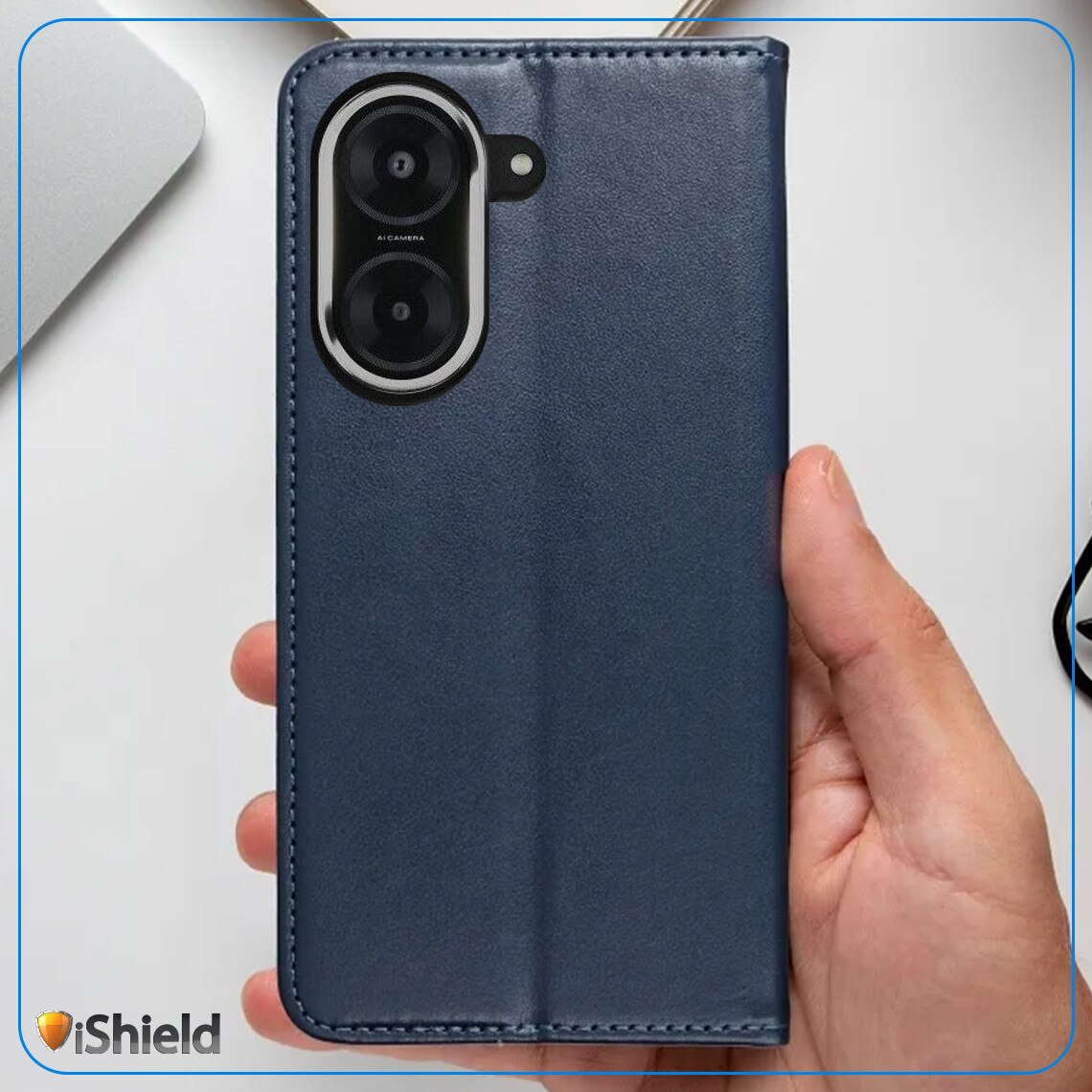 Husa pentru Xiaomi Redmi A5 4G, tip Carte cu buzunar interior, inchidere magnetica, functie Stand, FlipBook, Piele-Eco, Bluemarin
