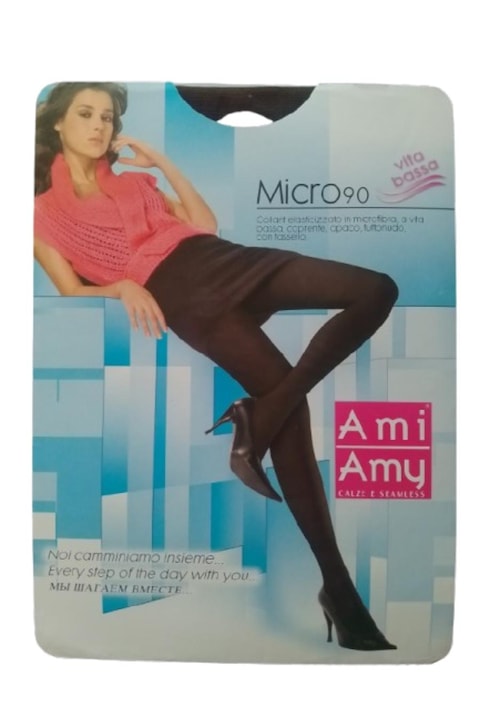 Dres Ami-Amy 90 den, Microfibra, Talie joasa, Tutto nudo, Mat, Maro