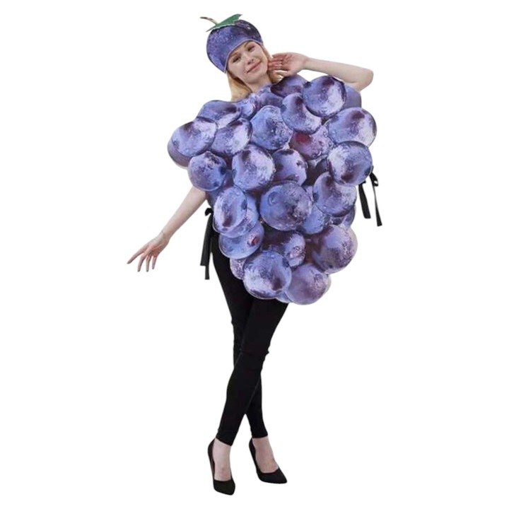 Costum fruct strugure pentru adulti, 2 piese, mov, marime universala