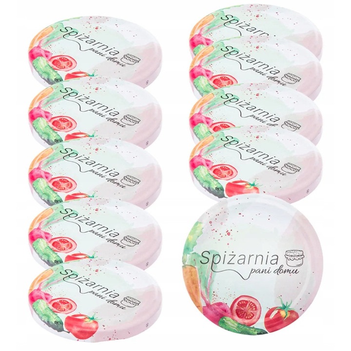 Capace pentru borcane set 10 bucati, multicolor, decor cu legume