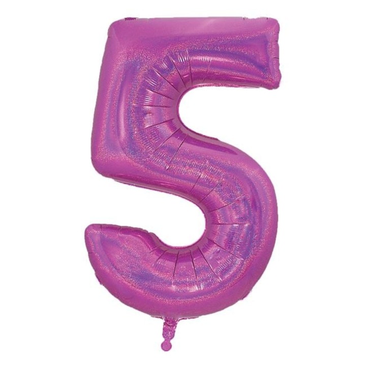 Холографски фолиен балон за парти с метален цвят фуксия № 5 - 60 см