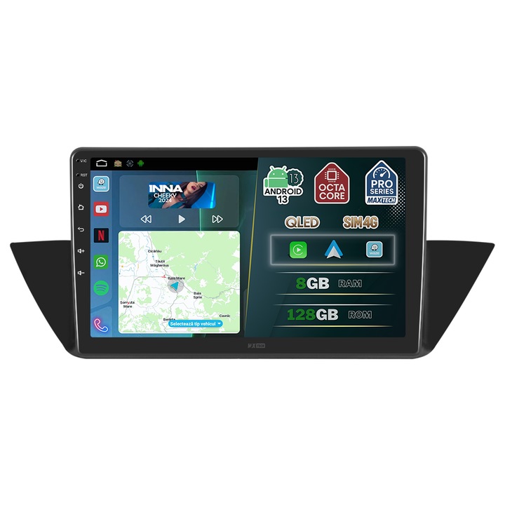 Navigatie BMW X1 E84 (2009-2016) dedicata, MaxTech® PRO SERIES, 8 GB Ram 128 GB Rom OctaCore, Carplay & Android auto, Ecran 10” HD Touch, SIM 4G, GPS, Wifi, Bluetooth, Radio, EQ, Waze