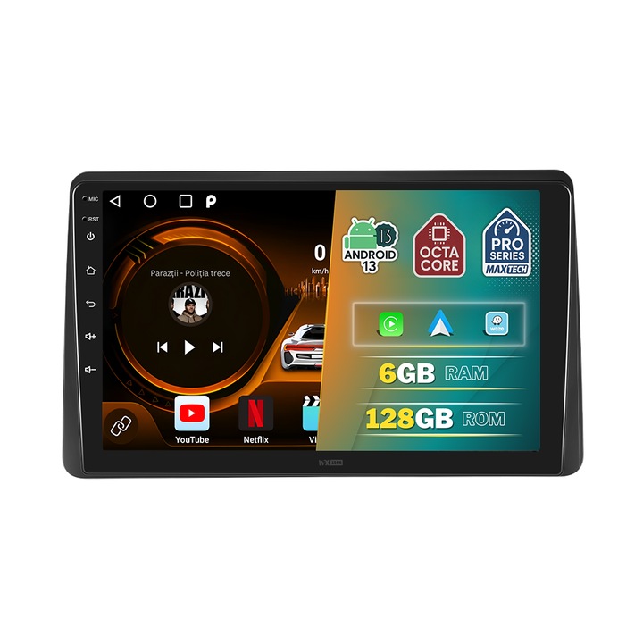 Navigatie Dacia Duster 2 (2018–2021) dedicata, MaxTech® PRO SERIES, 6 GB Ram 128 GB Rom OctaCore, Carplay & Android auto, Ecran 10” HD Touch, GPS, Wifi, Bluetooth, Radio, USB, EQ, Waze
