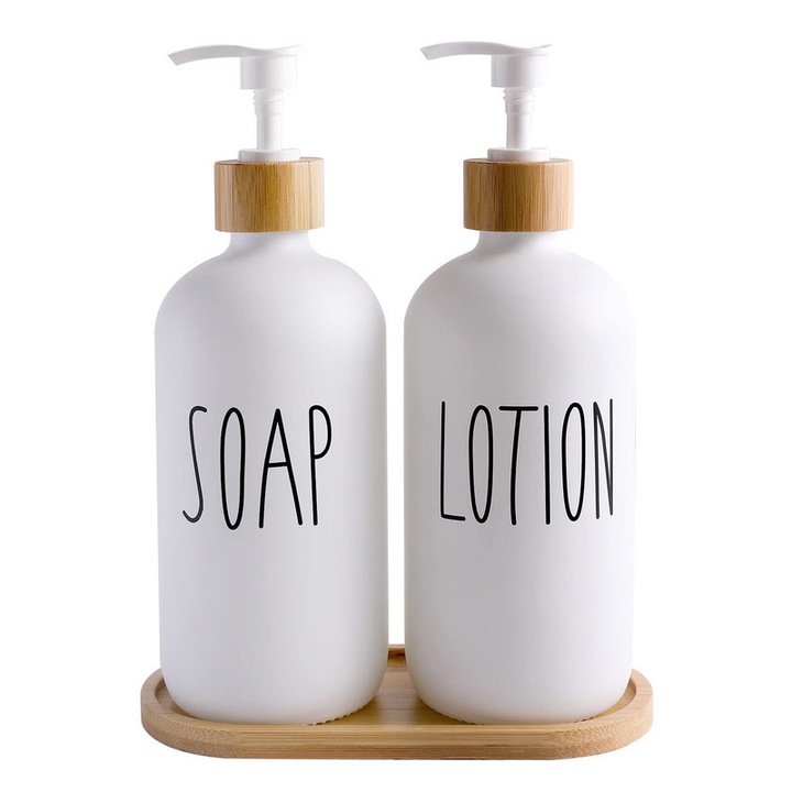 Adagoló folyékony szappanadagoló, Blythornix, újratölthető kozmetikai lotion zuhanypumpa adagoló tartályok, szappan és krém, üveg, 2 csomag, fehér