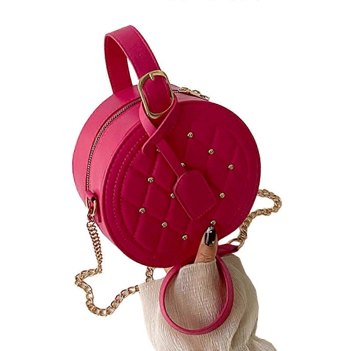 Szegecsekkel ellátott válltáska, narancssárga, méretei 18x17x9,5cm, 1 darabos szett.