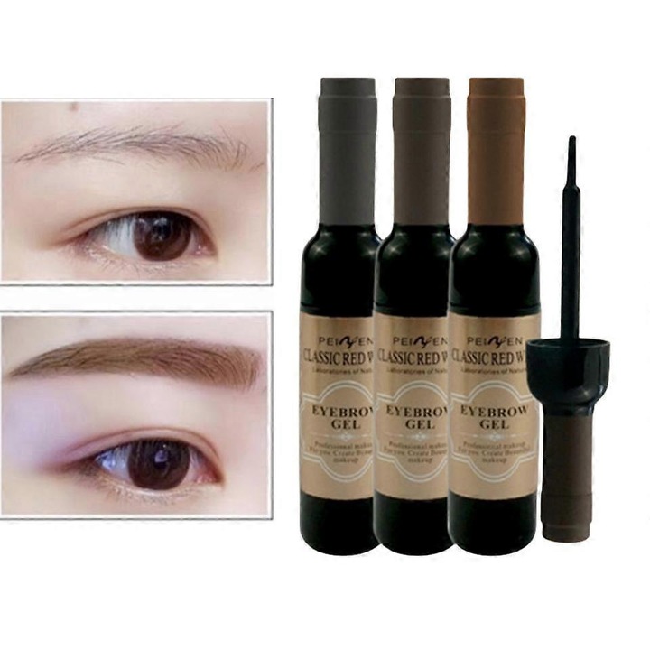 Gel de vopsire sprancene, 6g, waterproof, rosu vin, set