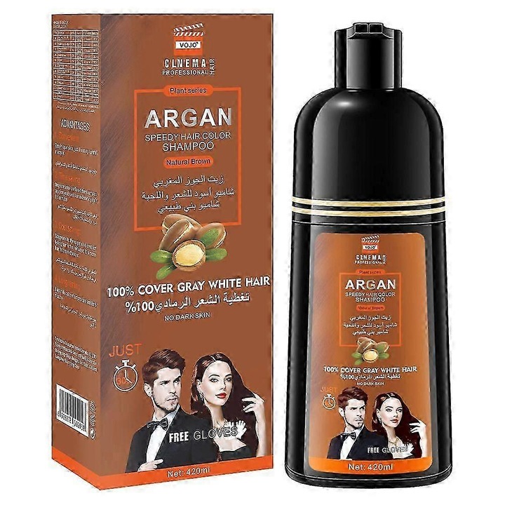 Vopsea de par 3 in 1, 100% acoperire pentru parul alb, ingrediente din plante, 420ml, negru