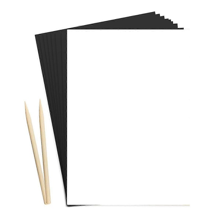 Set de hartie de zgariere pentru copii, 10 bucati A4, culoare neagra, material: hartie